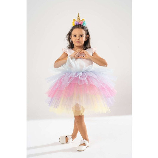 Unicorn Model Girl Baby Evening Dress Costume