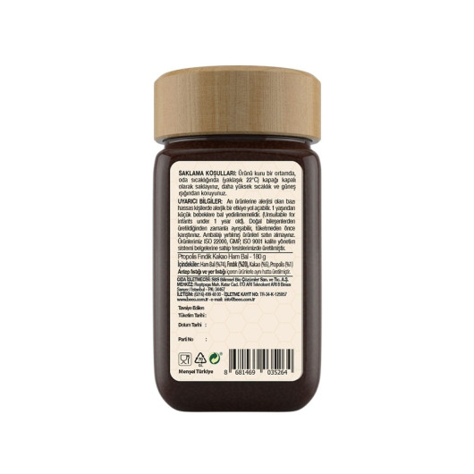 Cocoa Hazelnut Raw Honey Propolis Paste