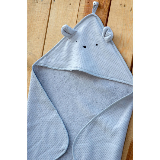 Cotton Special Fabric Baby Bath Swaddle With Ears Gray 75X75