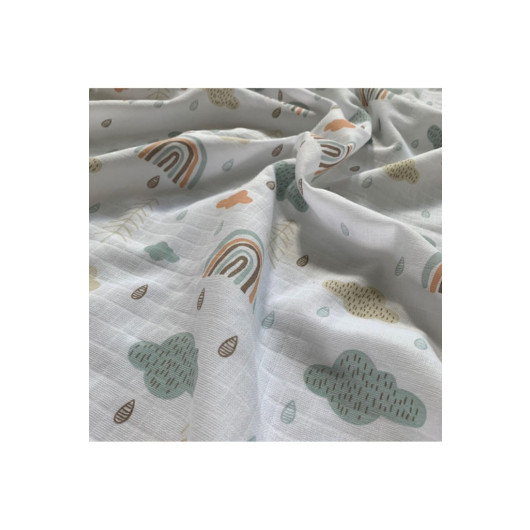 Multi Purpose Muslin Baby Blanket Rainbow 75X100 Cm