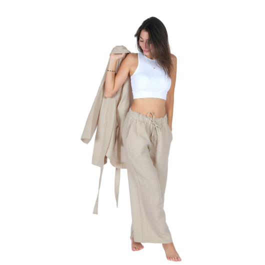 Kimono Pants Set Cotton Crepe Muslin Casual Wear L,Xl