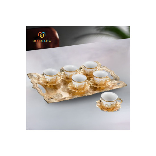 Ahsen Tiryaki Coffee Set With Tray For 6 People