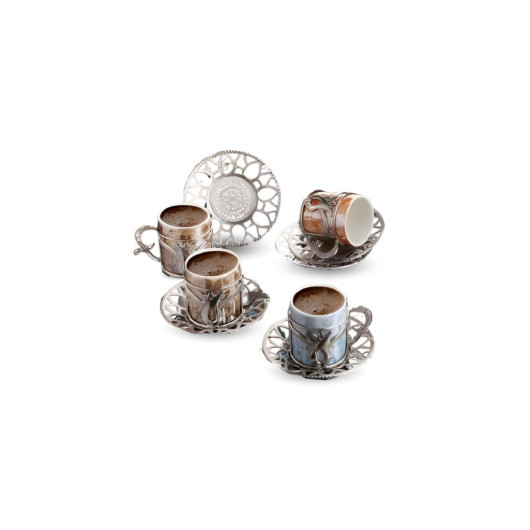 Copper Engraved Coffee Set 6 Person Colorful Coffee Cup Set