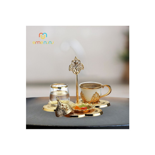 Groom Single Presentation Set With Gold Colored Three Heart Tray