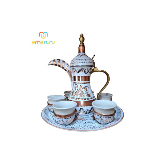 Handmade Authentic Mırra Cup And Coffee Pot Set Decorative Antique