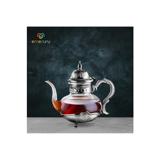 Handmade Borosilicate Glass And Copper Engraved Stylish Tea Pot