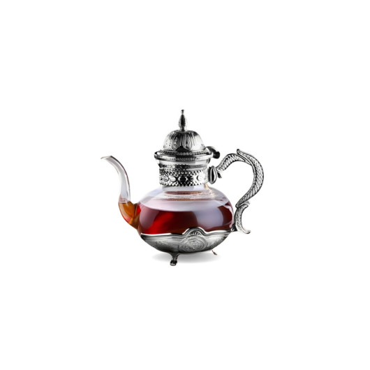 Handmade Borosilicate Glass And Copper Engraved Stylish Tea Pot