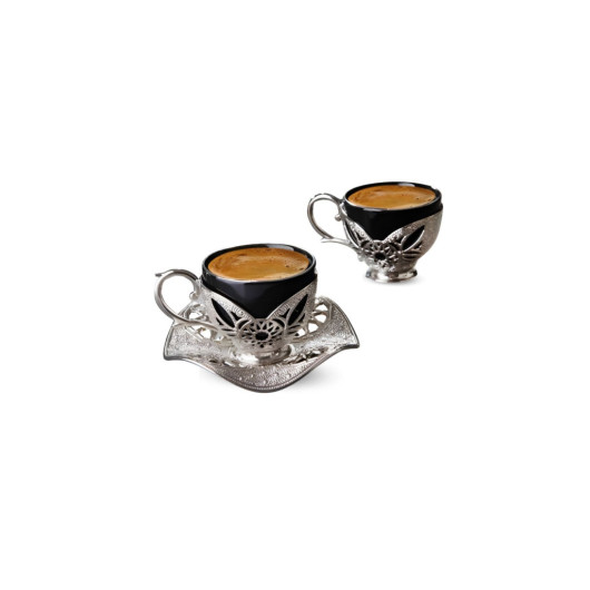 Coffee Set Embroidered Metal Coated Porcelain Cups