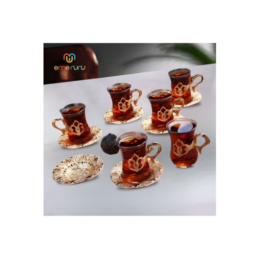 Tea Set Heat Resistant Glass Cups With Plates For 6 People