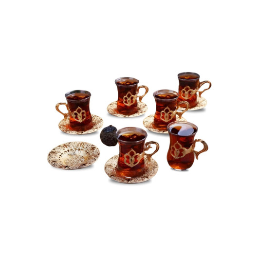 Tea Set Heat Resistant Glass Cups With Plates For 6 People