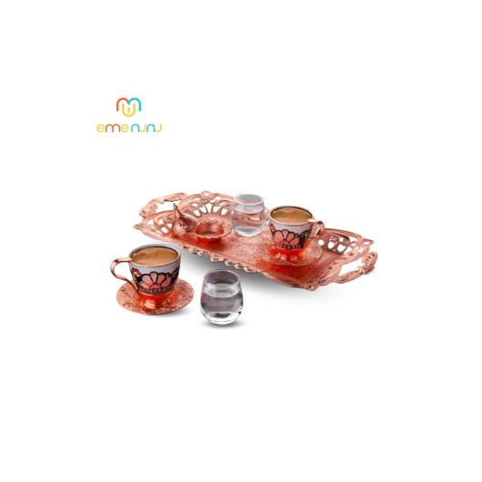 Double Tray Coffee Set Embroidered Tray Turkish Delight Cup Set