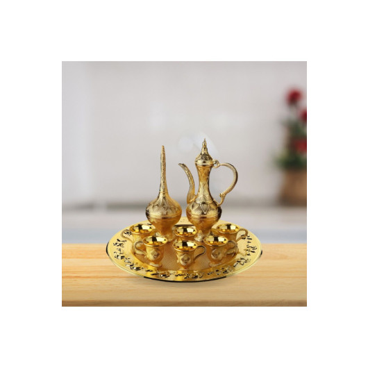 Embroidered Metal 6 Person Zamzam Set 9 Piece Set