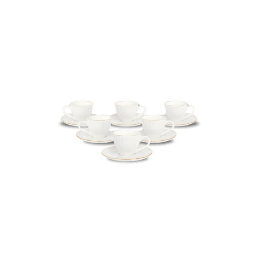 Set Of Six Porcelain Coffee Cups With Tray For 6 People