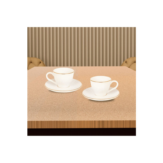 Porcelain Coffee Cup Set With Tray For 2 Persons