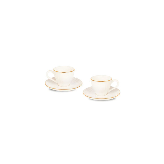 Porcelain Coffee Cup Set With Tray For 2 Persons