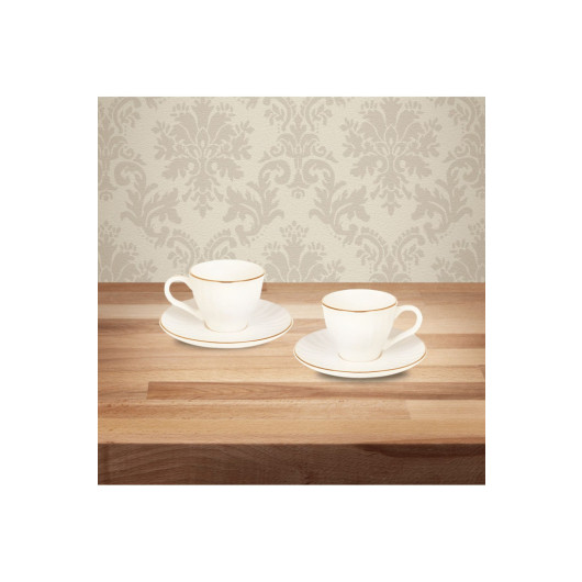 Porcelain Coffee Cup Set With Tray For 2 Persons