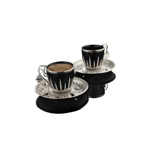 Crown Patterned Coffee Set 6 Person Coffee Cup Set