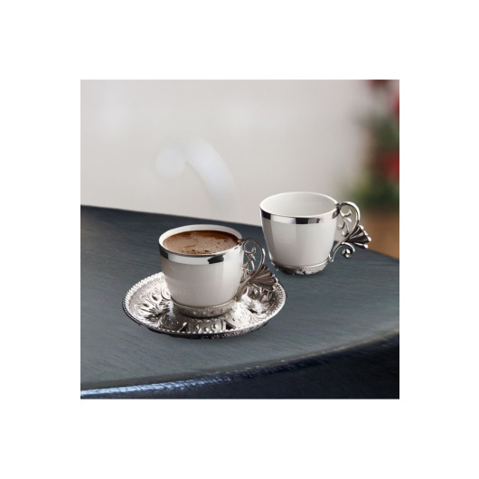 Lal Coffee Set 6 Person Coffee Cup And Tray Set