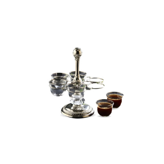 Mırra Coffee Glass Set For 6 Persons Metal Engraved Mırra Catering Set