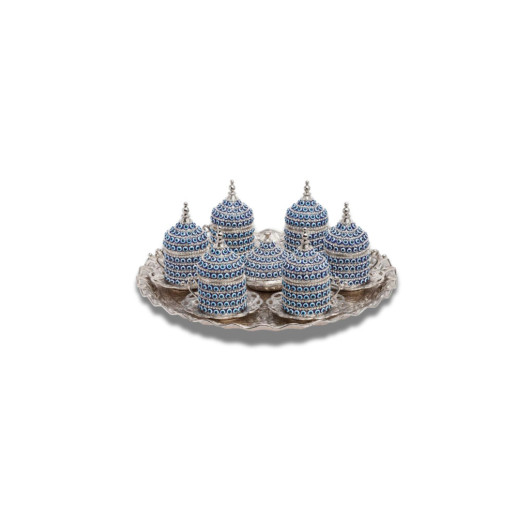 Stone Metal Embroidered Coffee Set For 6 Persons