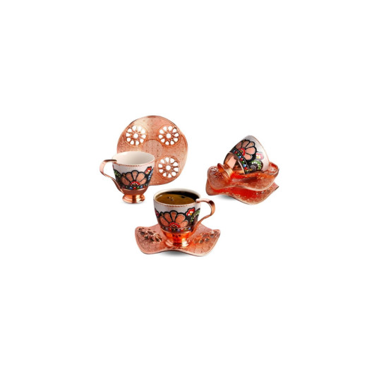 Coffee Set For 6 Persons Embroidered Tray Traditional Cups