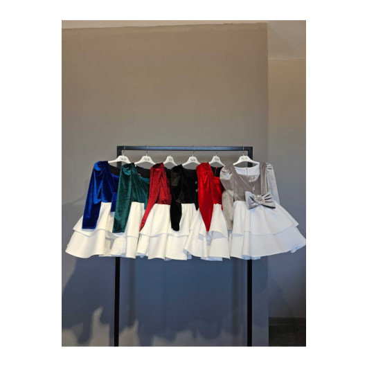 Girl's White Skirt Velvet Dress