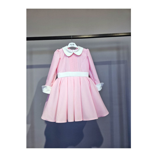 School Pink White Baby Collar Dress