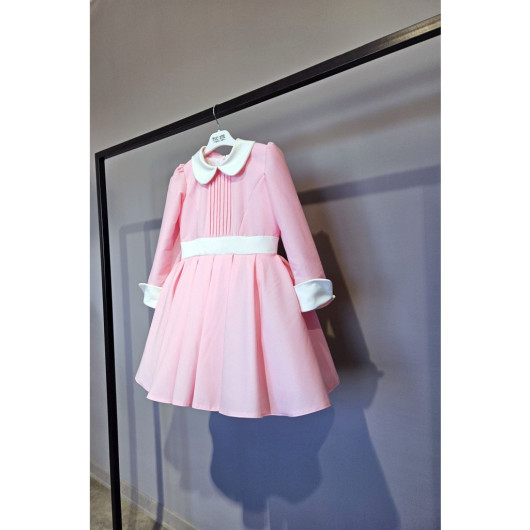 School Pink White Baby Collar Dress