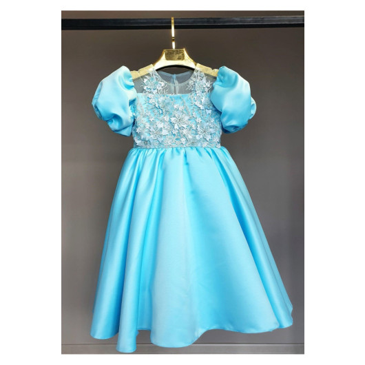 Turquoise Lace Children Dress