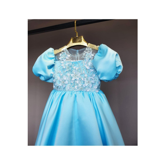 Turquoise Lace Children Dress