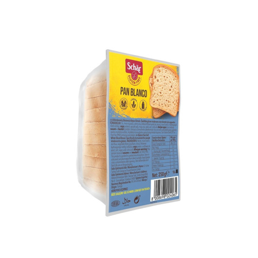 Gluten Free White Bread 250 Gr 8 Pieces