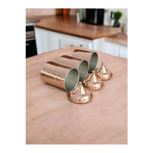 Copper 3 Piece Spice Jar Set Spice Jar