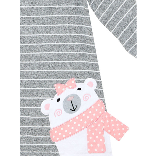 Teddy Bear Girl Striped Dress