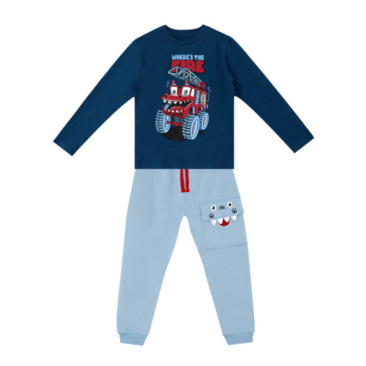 Monster Firefighter Boy Tshirt Pants Set