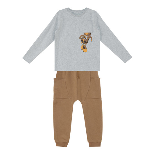 Tiger In Pocket Boy Tshirt Pants Set