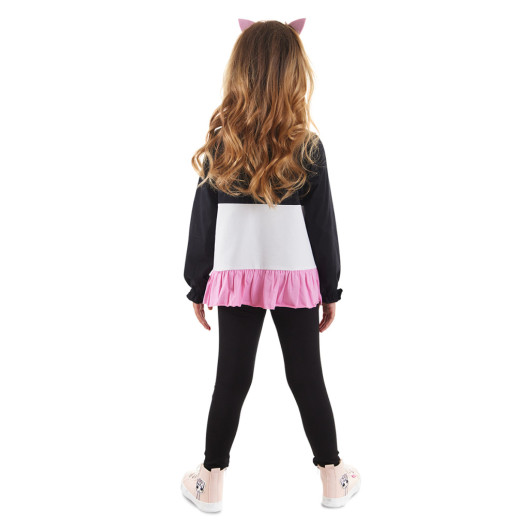 Frilled White Cat Girl Tshirt Tights Set