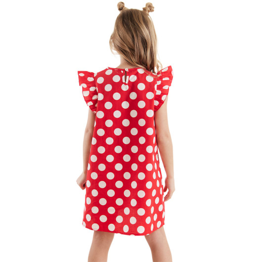 Polka Dot Kitten Girls Poplin Dress