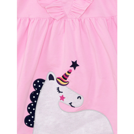 Glittery Unicorn Girl Pink Dress