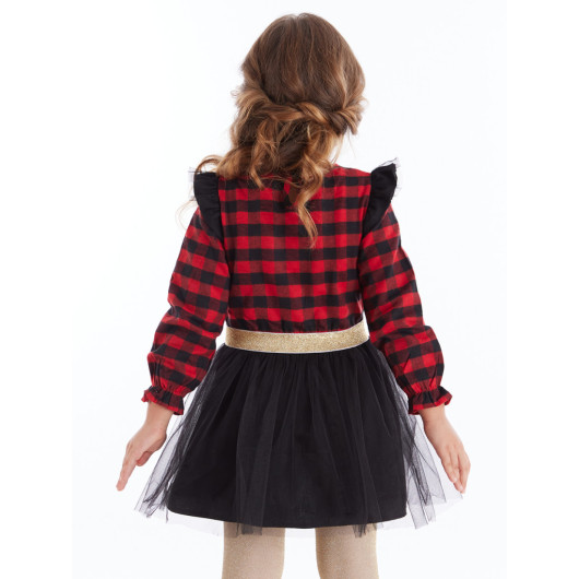 Unicorn Plaid Tulle Christmas Girl Red Dress