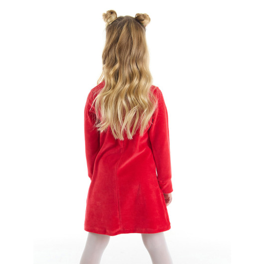 Naughty Deer Girl Velvet Red Dress