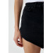 Asymmetric Cut Black Mini Denim Skirt