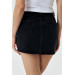 Asymmetric Cut Black Mini Denim Skirt