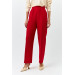 Waist Detail Wide Leg Red Women's Fabric Trousers