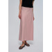 Powder Pink Satin Skirt With Elastic Waist