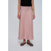 Powder Pink Satin Skirt With Elastic Waist