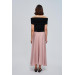 Powder Pink Satin Skirt With Elastic Waist