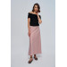 Powder Pink Satin Skirt With Elastic Waist