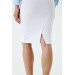 Midi Length Corduroy White Pencil Skirt