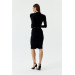 Midi Length Ribbed Black Pencil Skirt