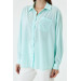 Oversize Long Sleeve Mint Green Women's Shirt